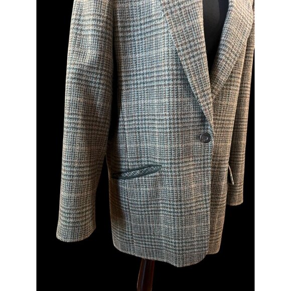 David N Vintage Glen Plaid Blazer Men Velvet Collar scandinavian estate tweed - Picture 5 of 10